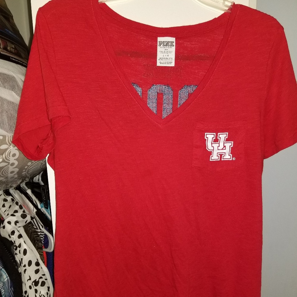 Pink Victoria Secret Vneck Collegiate Shirt